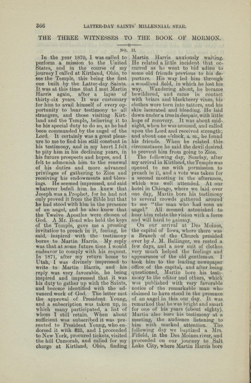 Ed Stevenson Edward Stevenson recounts Martin Harris informing him in 1870 that he ...