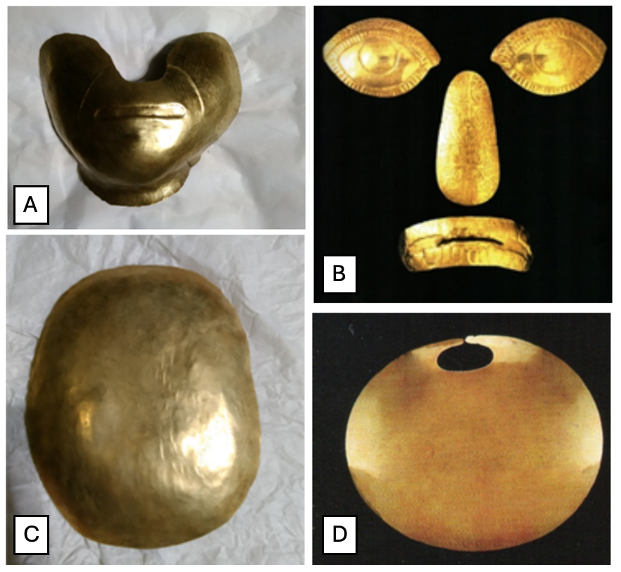 Tumbaga artifacts with varying levels of copper, silver, and gold