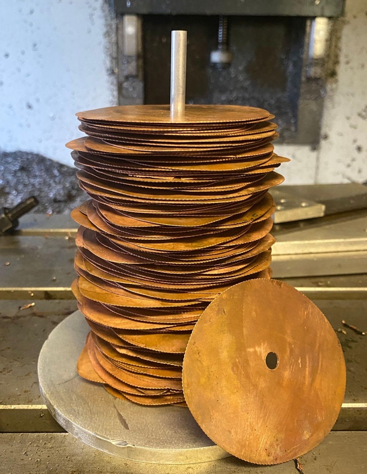 165 copper discs stacked